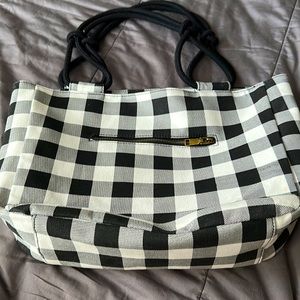 Farmhouse Is My Style Black and White Gingham Check Tote